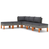 6 Piece Garden Lounge Set with Cushions Poly Rattan Grey