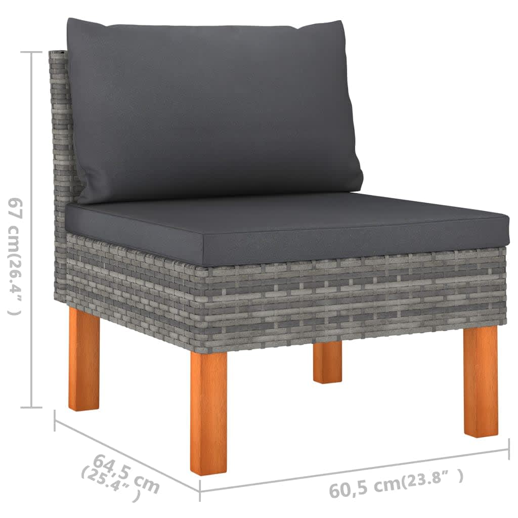6 Piece Garden Lounge Set with Cushions Poly Rattan Grey