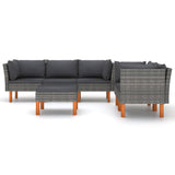 6 Piece Garden Lounge Set with Cushions Poly Rattan Grey