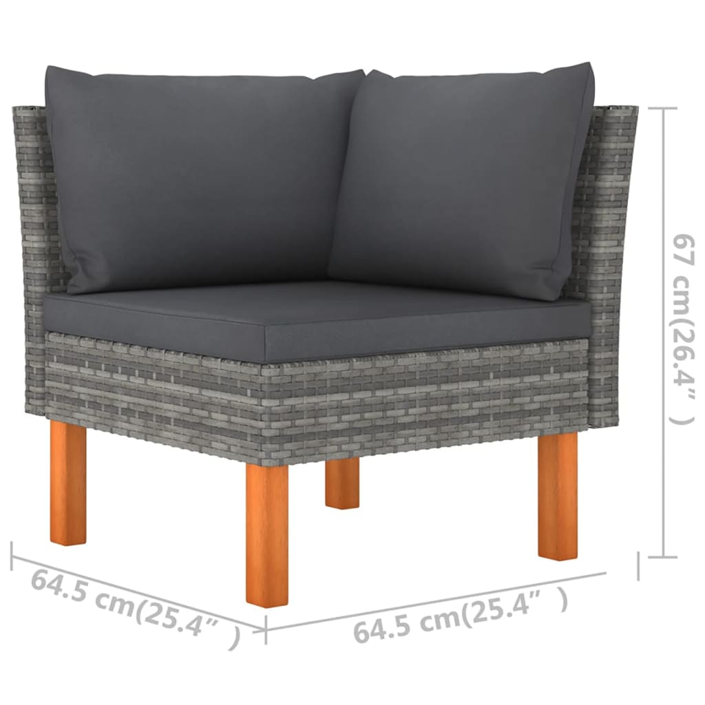 6 Piece Garden Lounge Set with Cushions Poly Rattan Grey