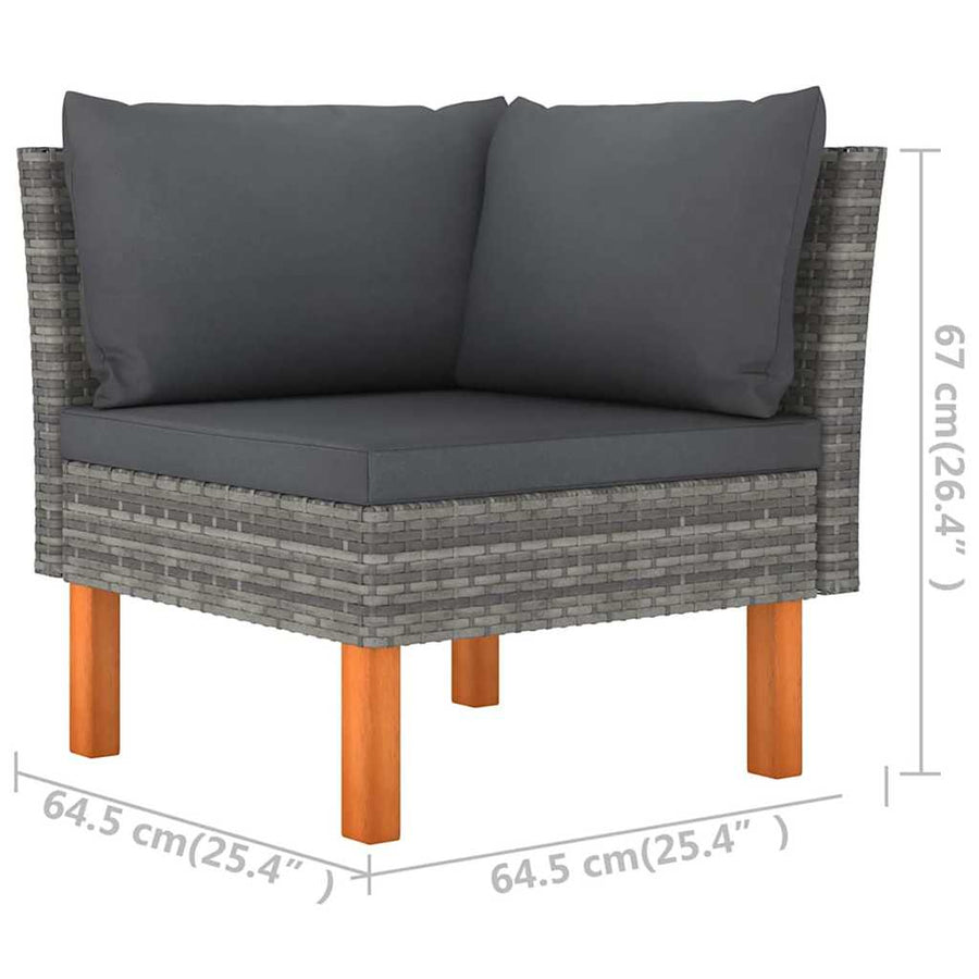 6 Piece Garden Lounge Set with Cushions Poly Rattan Grey