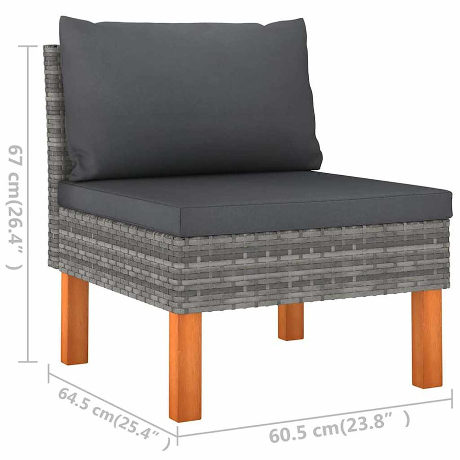 6 Piece Garden Lounge Set with Cushions Poly Rattan Grey