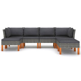 7 Piece Garden Lounge Set with Cushions Poly Rattan Grey
