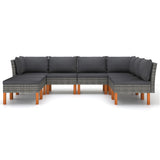 8 Piece Garden Lounge Set with Cushions Poly Rattan Grey