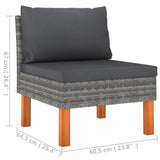 8 Piece Garden Lounge Set with Cushions Poly Rattan Grey - Close-Up Angle