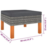 9 Piece Garden Lounge Set with Cushions Poly Rattan Grey - Low Angle