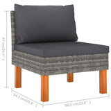 12 Piece Garden Lounge Set with Cushions Poly Rattan Grey - Extra Image