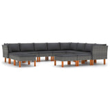 12 Piece Garden Lounge Set with Cushions Poly Rattan Grey