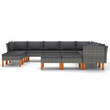 12 Piece Garden Lounge Set with Cushions Poly Rattan Grey
