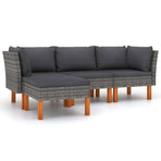 4 Piece Garden Lounge Set with Cushions Poly Rattan Grey