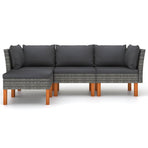 4 Piece Garden Lounge Set with Cushions Poly Rattan Grey