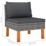 4 Piece Garden Lounge Set with Cushions Poly Rattan Grey - Extra Image