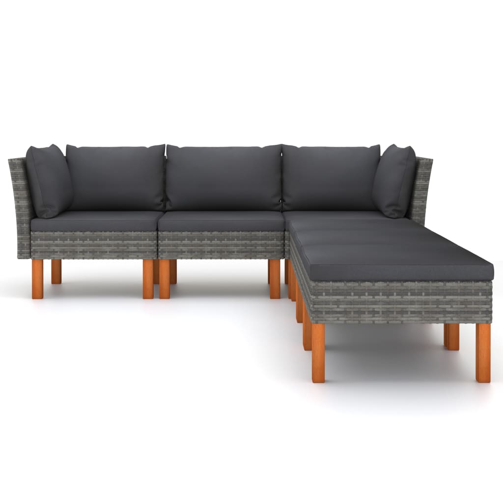 6 Piece Garden Lounge Set with Cushions Poly Rattan Grey