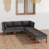 6 Piece Garden Lounge Set with Cushions Poly Rattan Grey
