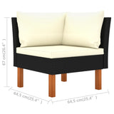5 Piece Garden Lounge Set with Cushions Poly Rattan Black - Extra Image