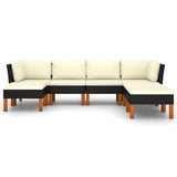 7 Piece Garden Lounge Set with Cushions Poly Rattan Black - Side View