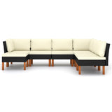 7 Piece Garden Lounge Set with Cushions Poly Rattan Black - Side View