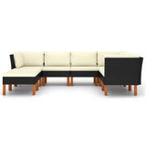 8 Piece Garden Lounge Set with Cushions Poly Rattan Black - Side View