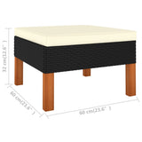 8 Piece Garden Lounge Set with Cushions Poly Rattan Black - Low Angle