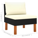 8 Piece Garden Lounge Set with Cushions Poly Rattan Black - Extra Image