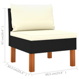 8 Piece Garden Lounge Set with Cushions Poly Rattan Black - Extra Image