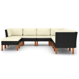 9 Piece Garden Lounge Set with Cushions Poly Rattan Black - Side View