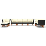 10 Piece Garden Lounge Set with Cushions Poly Rattan Black - Side View
