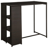 5 Piece Garden Bar Set with Cushions Poly Rattan Brown - Front View