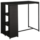 5 Piece Garden Bar Set with Cushions Poly Rattan Black - Front View