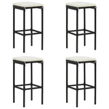 5 Piece Garden Bar Set with Cushions Poly Rattan Black - Top-Down View
