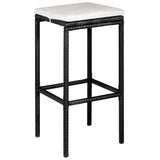 5 Piece Garden Bar Set with Cushions Poly Rattan Black - 45-Degree Angle