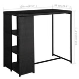5 Piece Garden Bar Set with Cushions Poly Rattan Black - Close-Up Angle