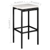 5 Piece Garden Bar Set with Cushions Poly Rattan Black - Low Angle