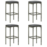 5 Piece Garden Bar Set with Cushions Poly Rattan Grey - 45-Degree Angle