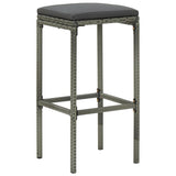 5 Piece Garden Bar Set with Cushions Poly Rattan Grey - Rear View