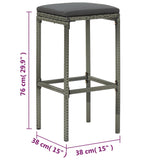 5 Piece Garden Bar Set with Cushions Poly Rattan Grey - Extra Image