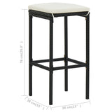 5 Piece Garden Bar Set with Cushions Poly Rattan Black - Extra Image