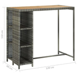 5 Piece Garden Bar Set with Cushions Poly Rattan Grey - Low Angle