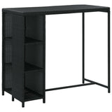 5 Piece Garden Bar Set with Cushions Poly Rattan Black - Front View