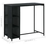 5 Piece Garden Bar Set with Cushions Poly Rattan Black - Low Angle