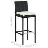 5 Piece Garden Bar Set with Cushions Poly Rattan Black - Extra Image