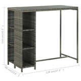 5 Piece Garden Bar Set with Cushions Poly Rattan Grey - Low Angle