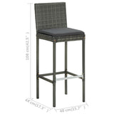 5 Piece Garden Bar Set with Cushions Poly Rattan Grey - Extra Image