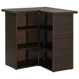 4 Piece Garden Bar Set with Cushions Poly Rattan Brown - 45-Degree Angle
