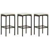 4 Piece Garden Bar Set with Cushions Poly Rattan Brown - Close-Up Angle