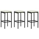 4 Piece Garden Bar Set with Cushions Poly Rattan Black