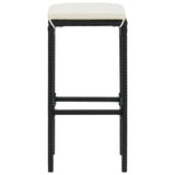 4 Piece Garden Bar Set with Cushions Poly Rattan Black