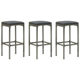 4 Piece Garden Bar Set with Cushions Poly Rattan Grey - Close-Up Angle