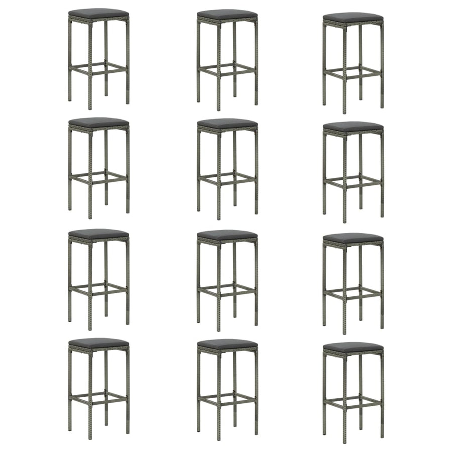 16 Piece Garden Bar Set with Cushions Poly Rattan Grey