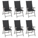 Garden Reclining Chairs 6 pcs with Cushions Solid Acacia Wood